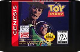 Cartridge artwork for Toy Story on the Sega Genesis.