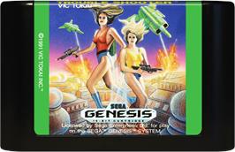 Cartridge artwork for Trouble Shooter on the Sega Genesis.