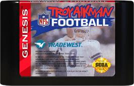 Cartridge artwork for Troy Aikman NFL Football on the Sega Genesis.
