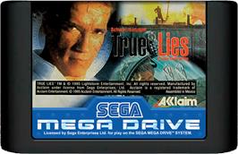 Cartridge artwork for True Lies on the Sega Genesis.