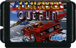 Cartridge artwork for Turbo Outrun on the Sega Genesis.
