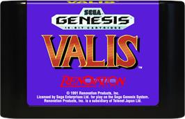 Cartridge artwork for Valis: The Fantasm Soldier on the Sega Genesis.