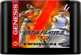 Cartridge artwork for Virtua Fighter 2 Vs Tekken 2 on the Sega Genesis.