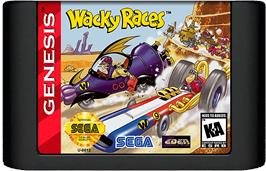 Cartridge artwork for Wacky Races on the Sega Genesis.
