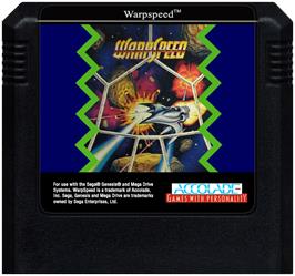 Cartridge artwork for Warpspeed on the Sega Genesis.