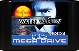 Cartridge artwork for Waterworld on the Sega Genesis.