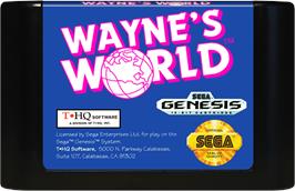 Cartridge artwork for Wayne's World on the Sega Genesis.