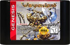 Cartridge artwork for Weaponlord on the Sega Genesis.
