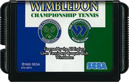 Cartridge artwork for Wimbledon Championship Tennis on the Sega Genesis.