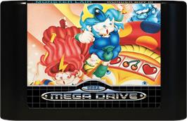 Cartridge artwork for Wonder Boy III - Monster Lair on the Sega Genesis.