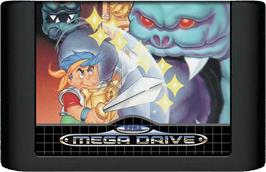 Cartridge artwork for Wonder Boy in Monster World on the Sega Genesis.