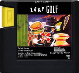 Cartridge artwork for Zany Golf on the Sega Genesis.