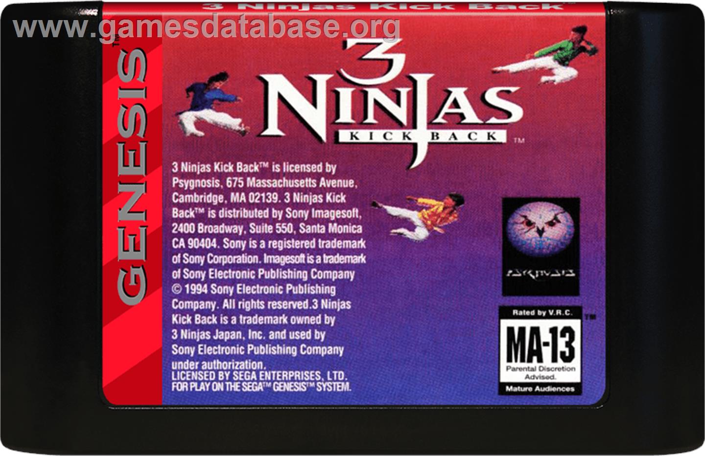3 Ninjas Kick Back - Sega Genesis - Artwork - Cartridge