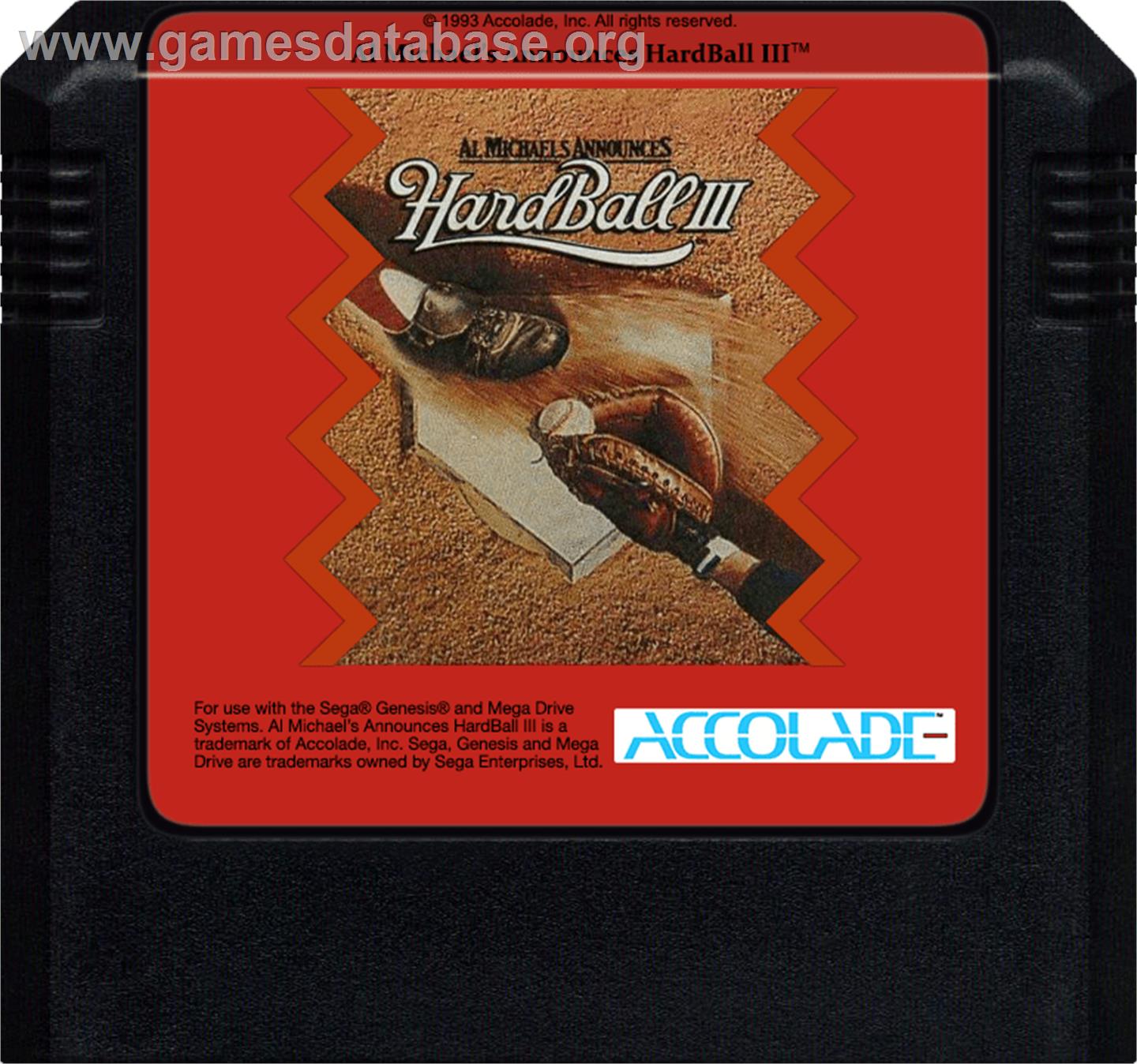 Al Michaels Announces Hardball 3 - Sega Genesis - Artwork - Cartridge