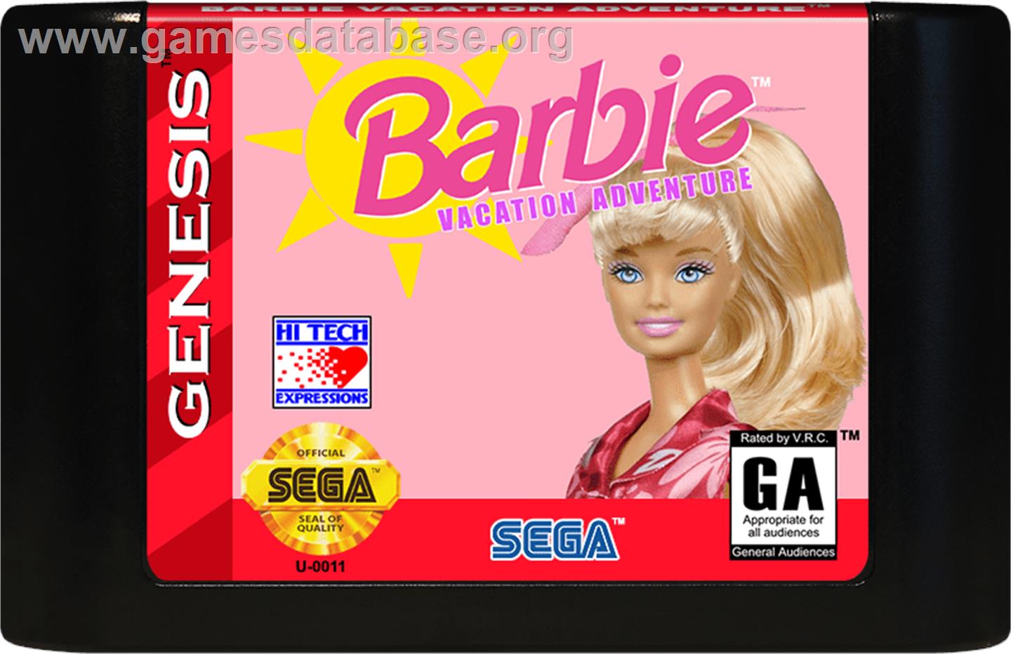 Barbie Vacation Adventure - Sega Genesis - Artwork - Cartridge