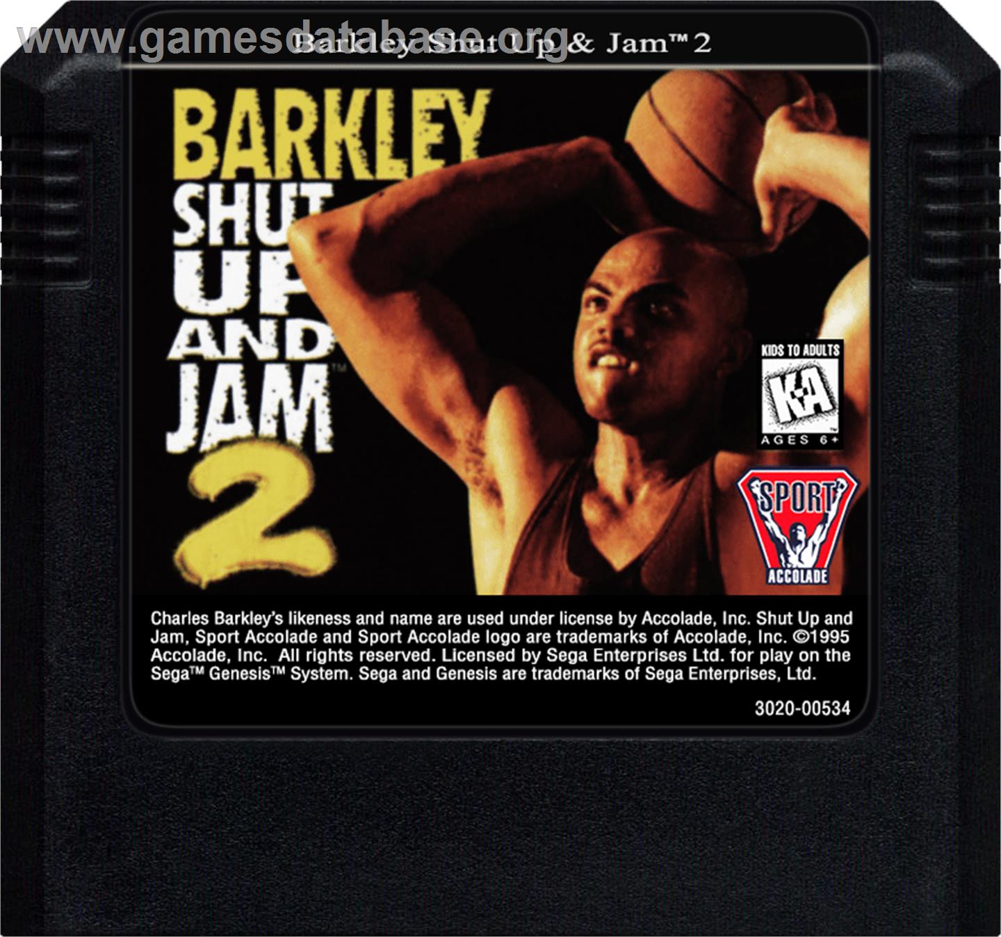 Barkley Shut Up And Jam 2 - Sega Genesis - Artwork - Cartridge