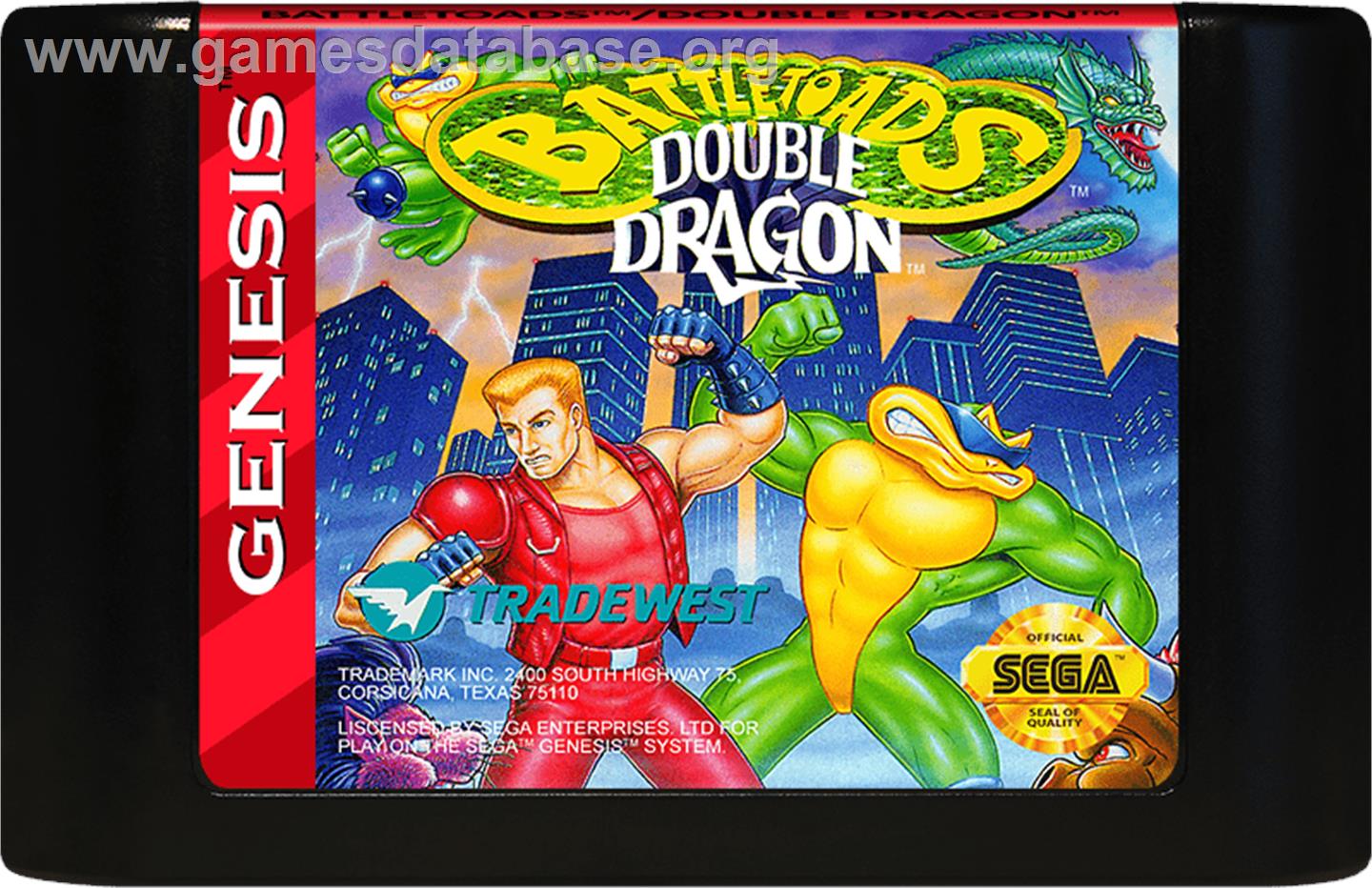 Battletoads And Double Dragon - Sega Genesis - Artwork - Cartridge