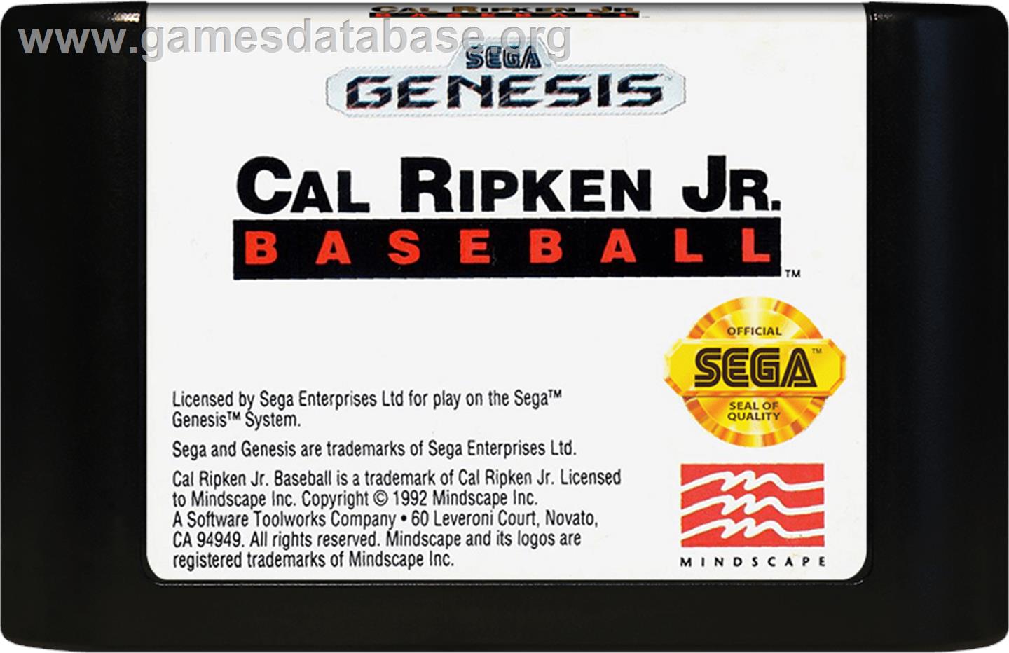 Cal Ripken Jr. Baseball - Sega Genesis - Artwork - Cartridge