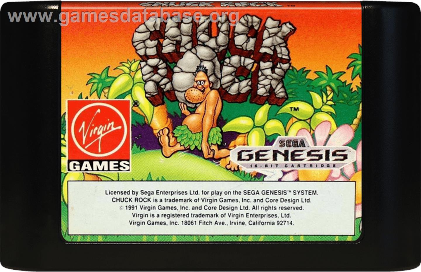 Chuck Rock - Sega Genesis - Artwork - Cartridge