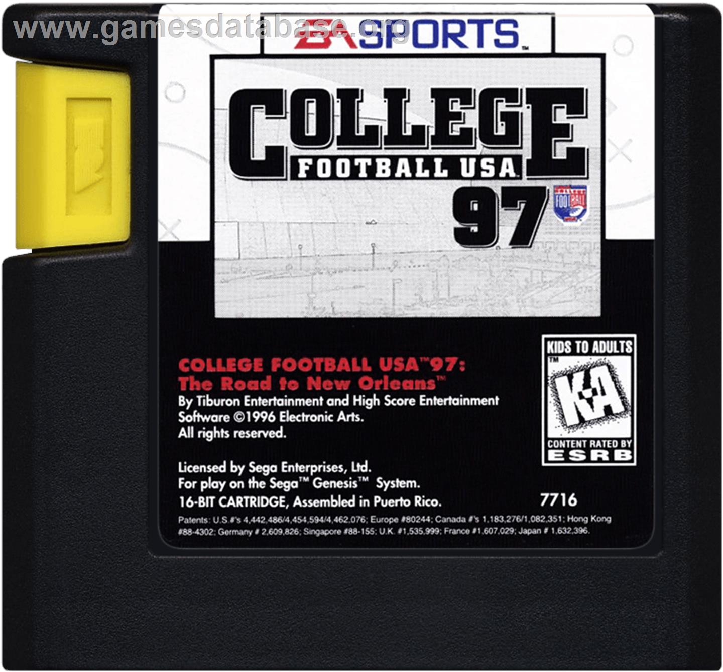 College Football Usa 97 - Sega Genesis - Artwork - Cartridge