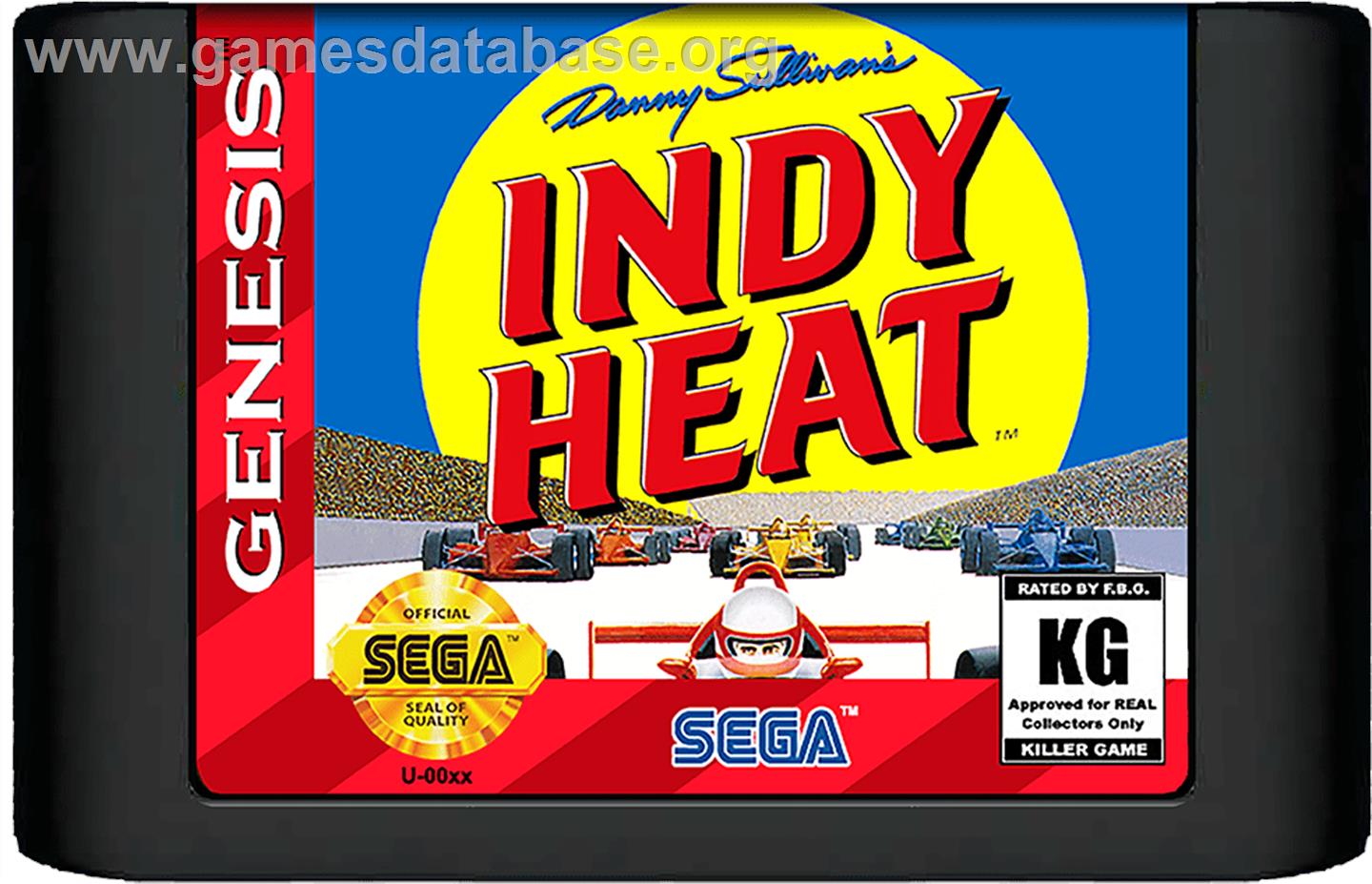 Danny Sullivan's Indy Heat - Sega Genesis - Artwork - Cartridge