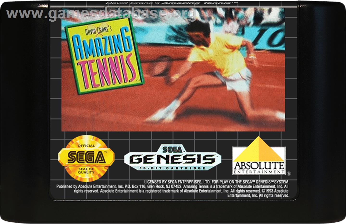 David Crane's Amazing Tennis - Sega Genesis - Artwork - Cartridge