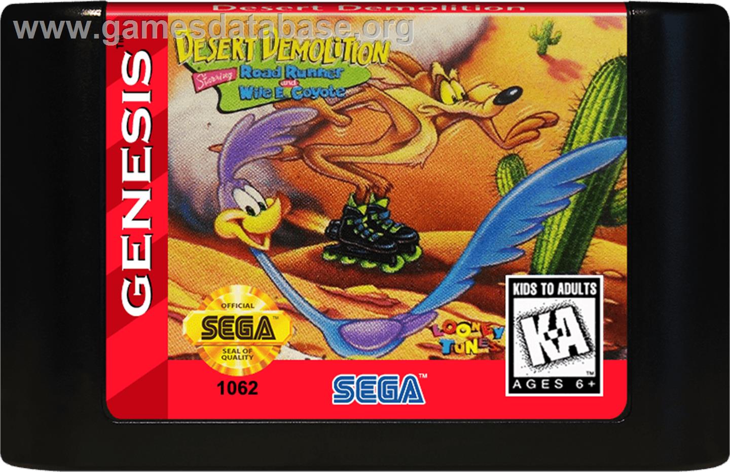 Desert Demolition Starring Road Runner And Wile E. Coyote - Sega Genesis - Artwork - Cartridge
