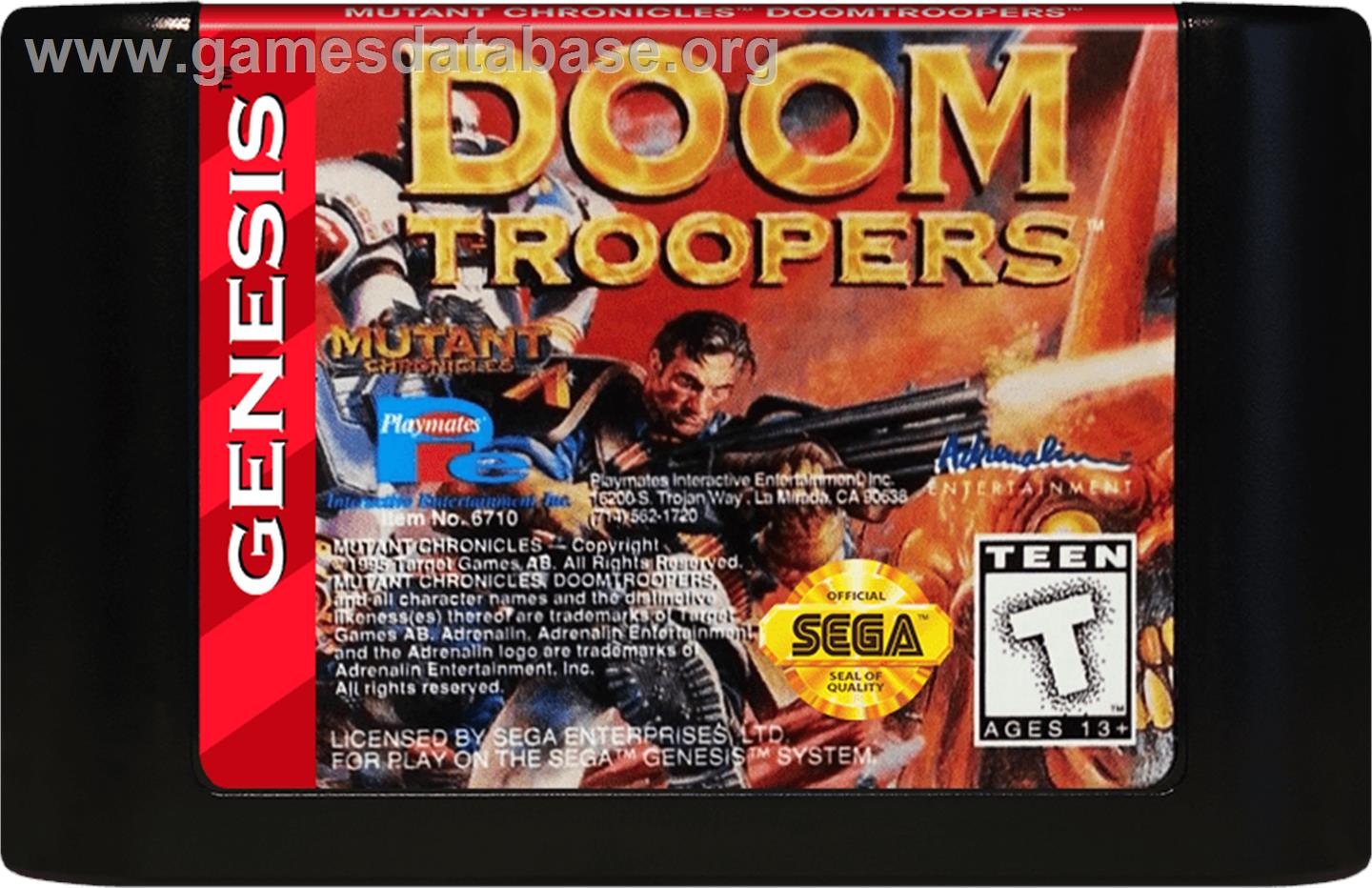 Doom Troopers: Mutant Chronicles - Sega Genesis - Artwork - Cartridge