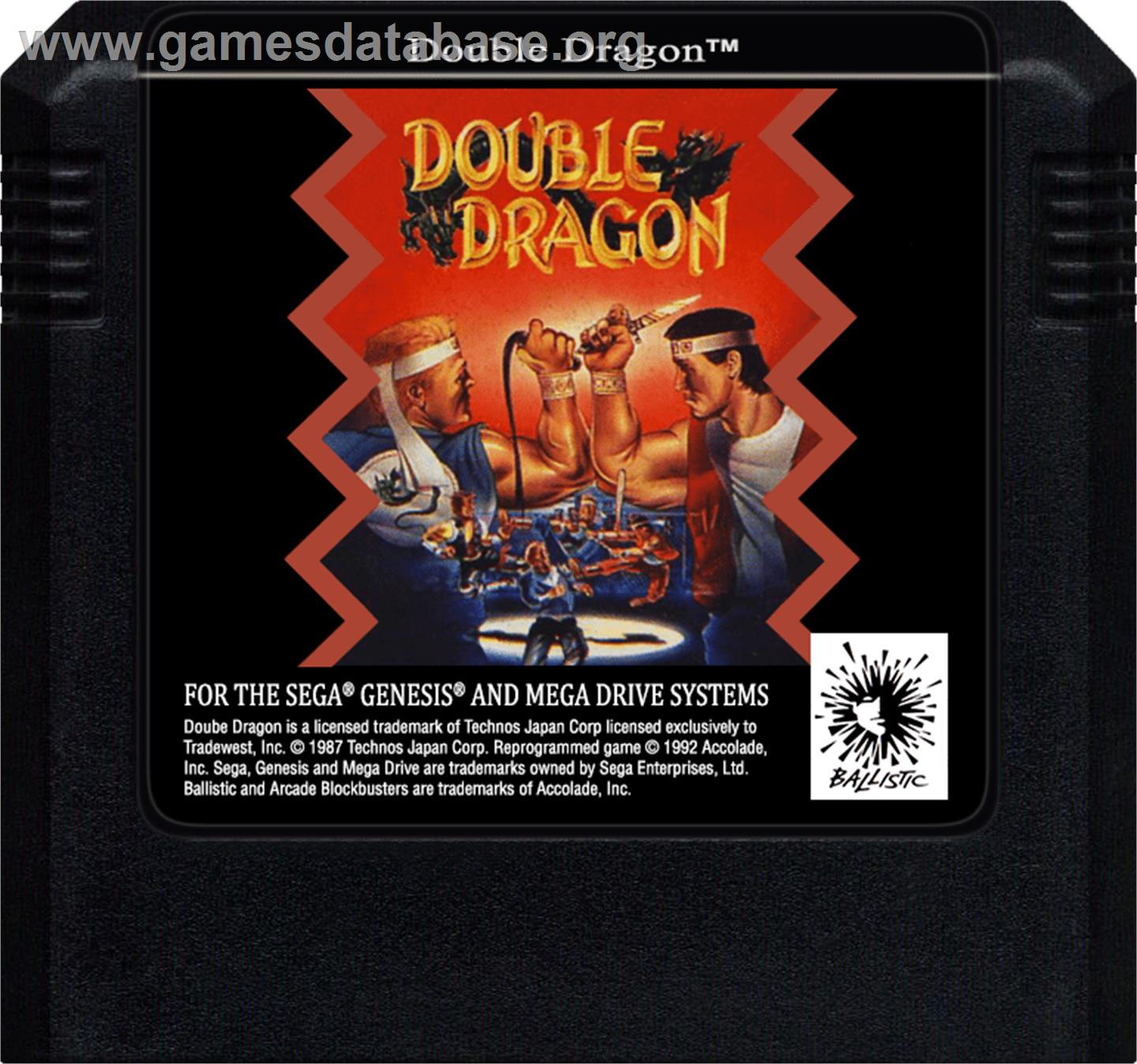 Double Dragon - Sega Genesis - Artwork - Cartridge