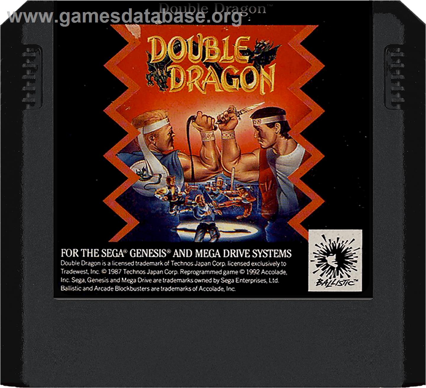 Double Dragon - Sega Genesis - Artwork - Cartridge