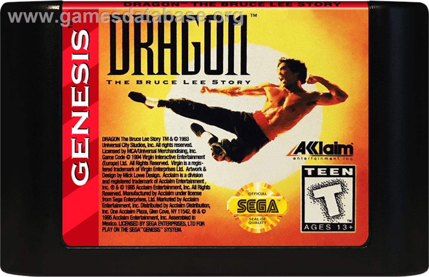 Dragon - The Bruce Lee Story - Sega Genesis - Artwork - Cartridge
