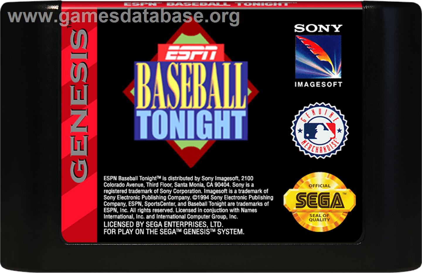 Espn Baseball Tonight - Sega Genesis - Artwork - Cartridge