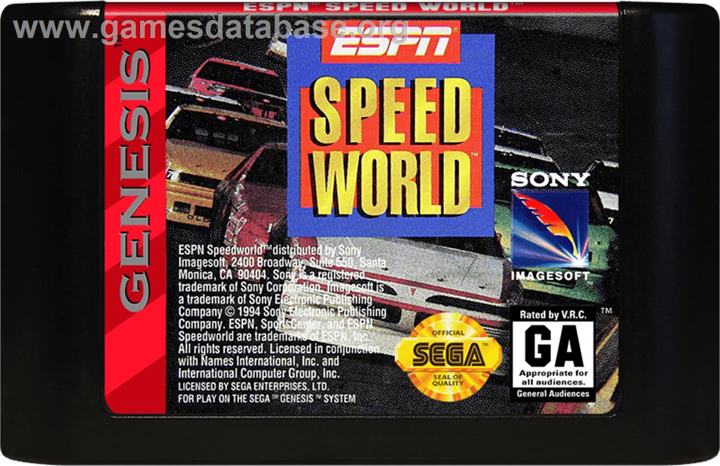 Espn Speedworld - Sega Genesis - Artwork - Cartridge