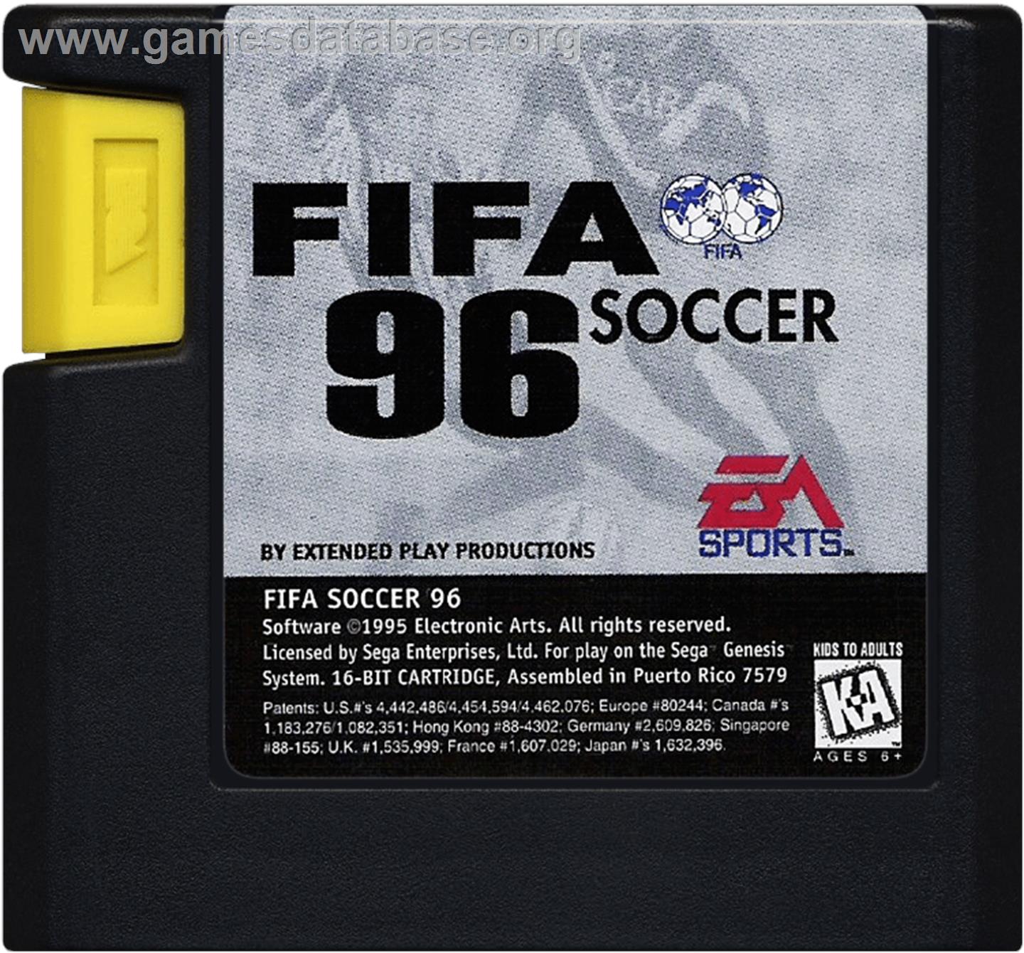 FIFA Soccer 96 - Sega Genesis - Artwork - Cartridge