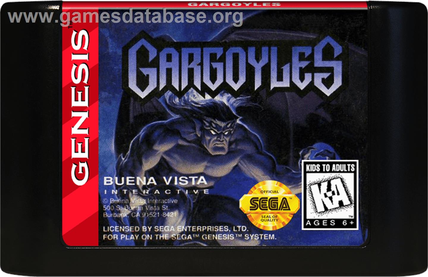 Gargoyles - Sega Genesis - Artwork - Cartridge