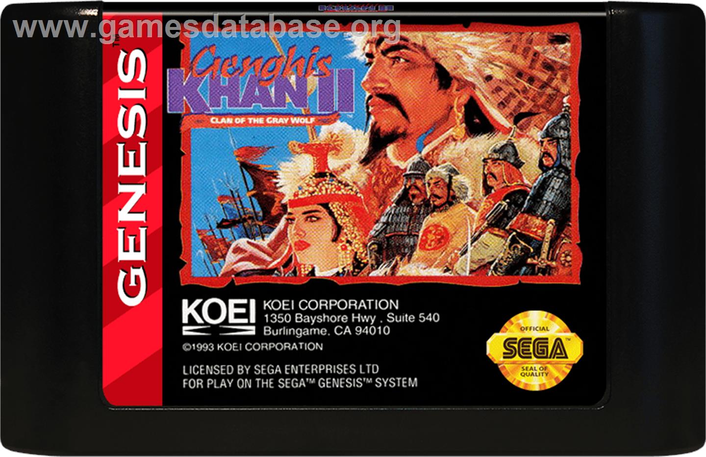 Genghis Khan 2: Clan of the Grey Wolf - Sega Genesis - Artwork - Cartridge