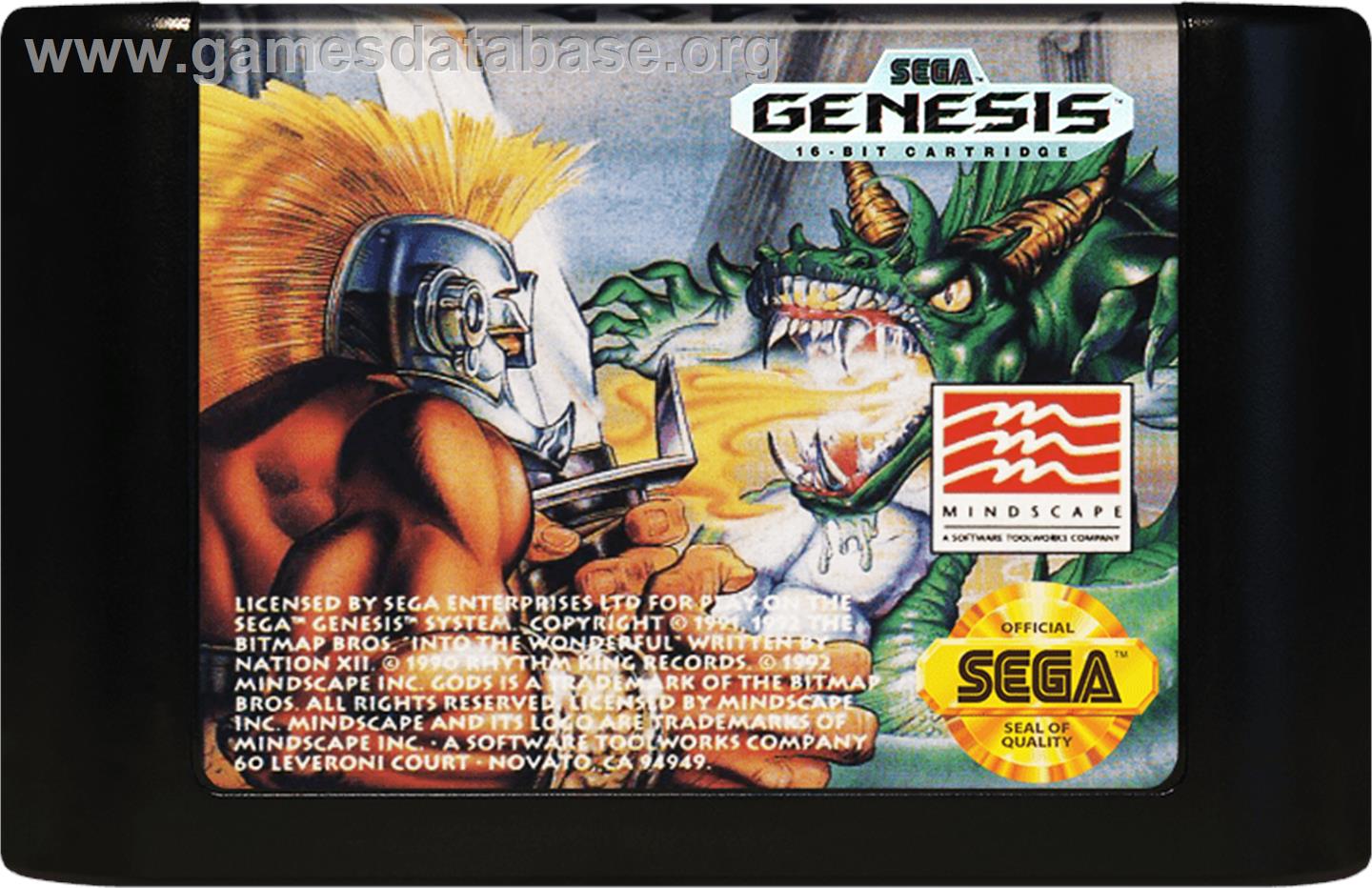 Gods - Sega Genesis - Artwork - Cartridge