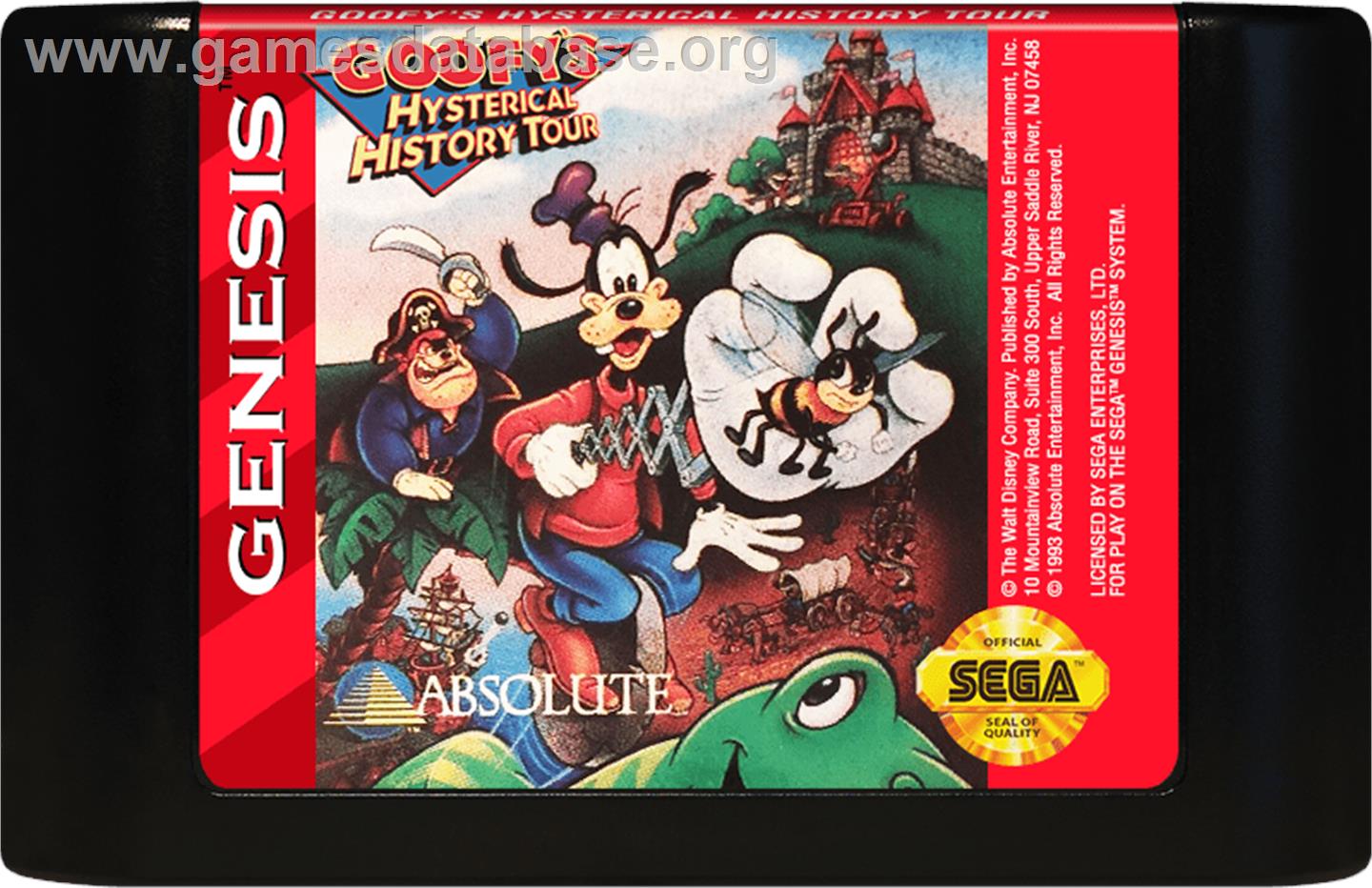 Goofy's Hysterical History Tour - Sega Genesis - Artwork - Cartridge