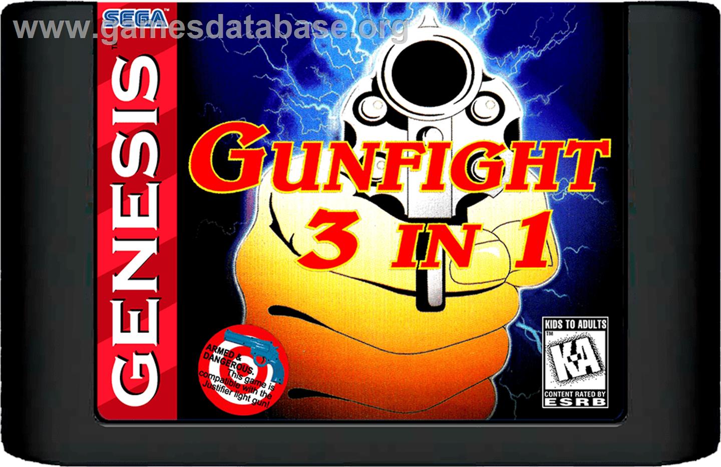 Gunfight 3 In 1 - Sega Genesis - Artwork - Cartridge