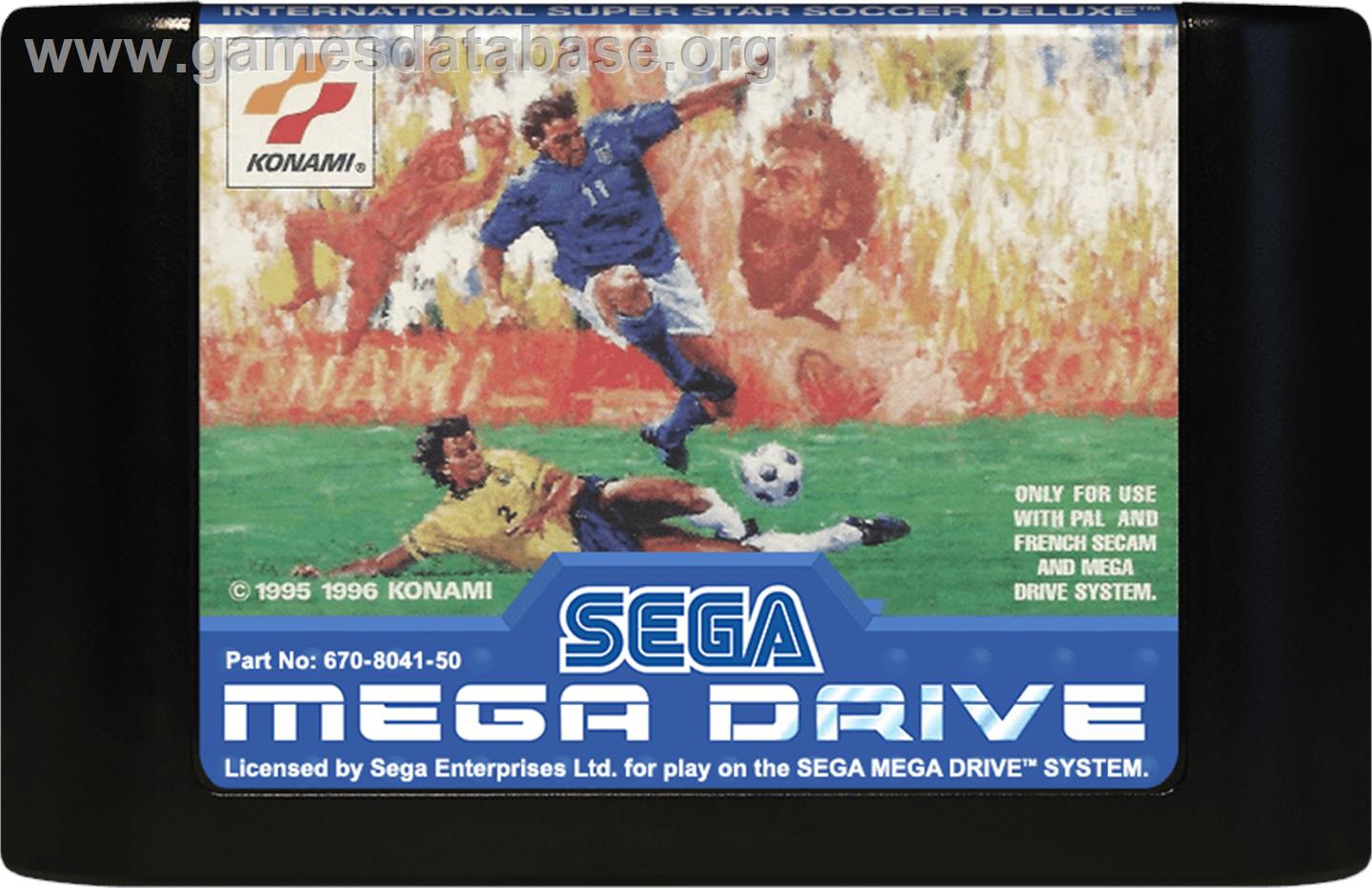 International Superstar Soccer Deluxe - Sega Genesis - Artwork - Cartridge