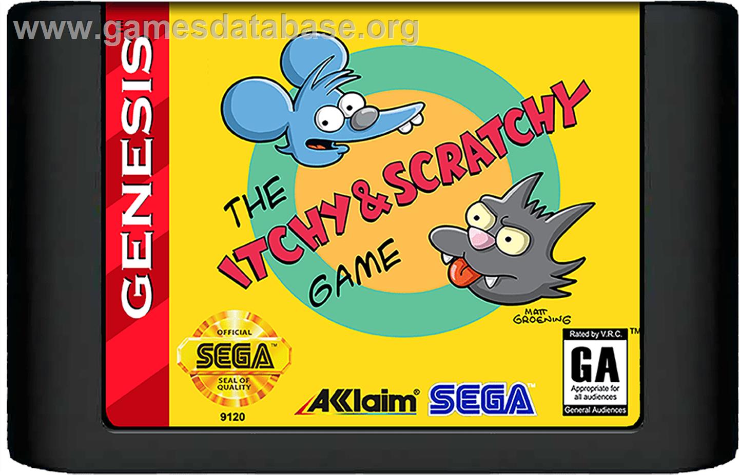 Itchy And Scratchy Game, The - Sega Genesis - Artwork - Cartridge