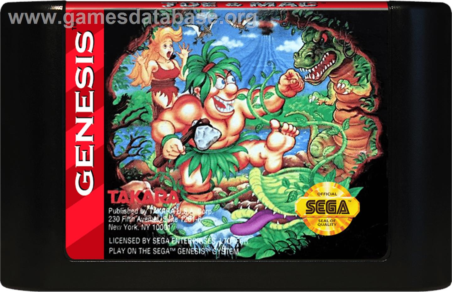 Joe And Mac - Caveman Ninja - Sega Genesis - Artwork - Cartridge