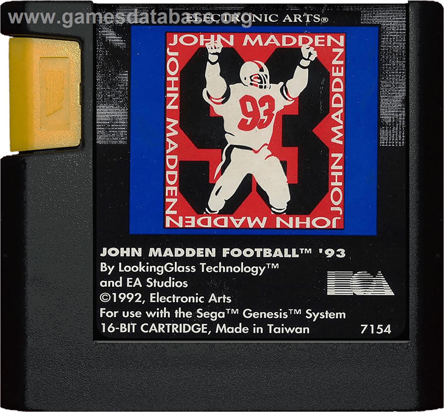 John Madden Football '93 - Sega Genesis - Artwork - Cartridge