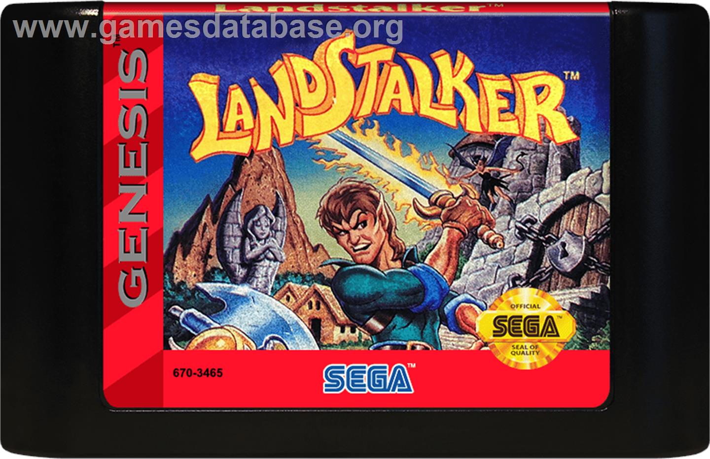 Landstalker - Koutei No Zaihou - Sega Genesis - Artwork - Cartridge