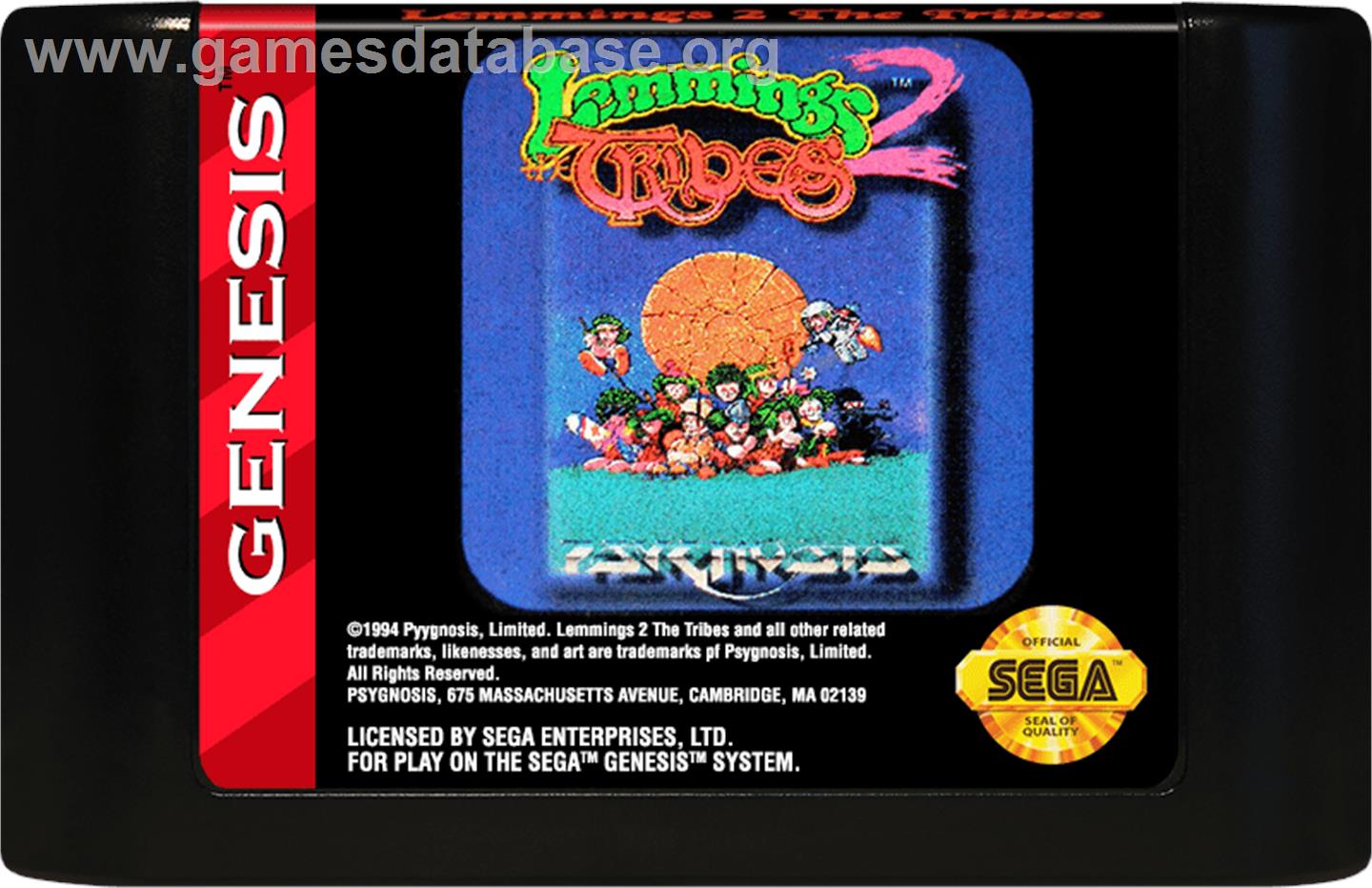Lemmings 2 - The Tribes - Sega Genesis - Artwork - Cartridge