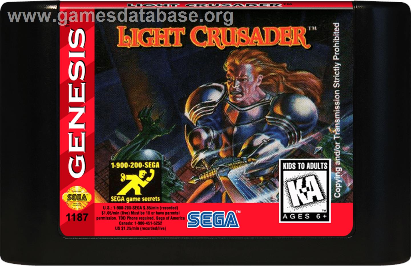 Light Crusader - Sega Genesis - Artwork - Cartridge