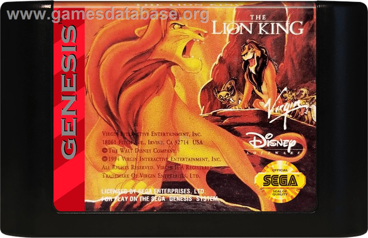 Lion King, The - Sega Genesis - Artwork - Cartridge