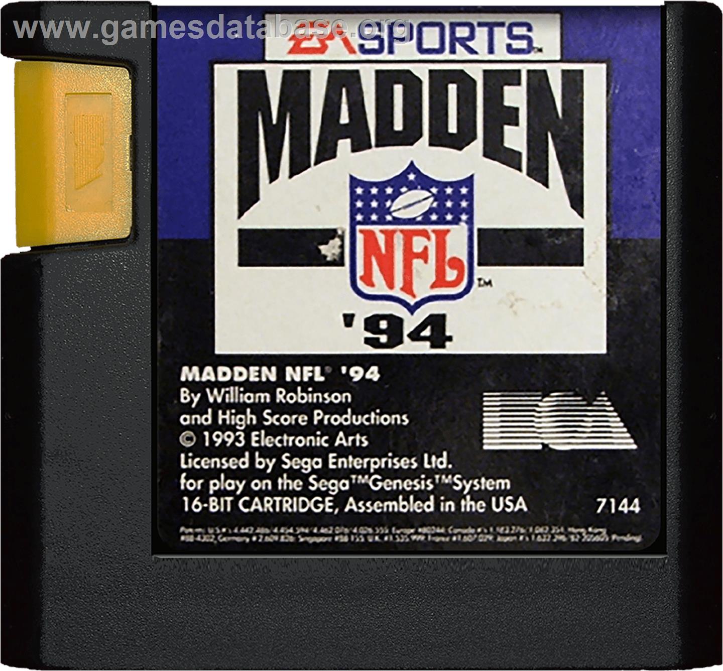Madden NFL '94 - Sega Genesis - Artwork - Cartridge