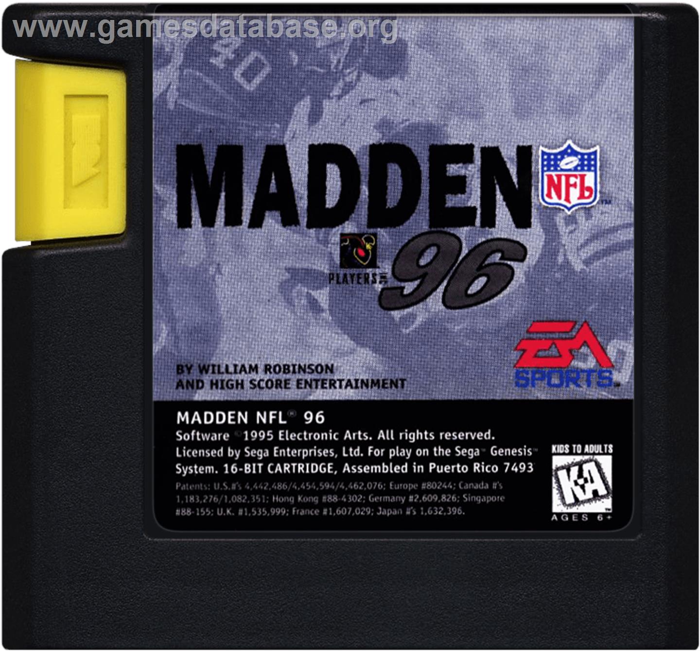 Madden Nfl 96 - Sega Genesis - Artwork - Cartridge