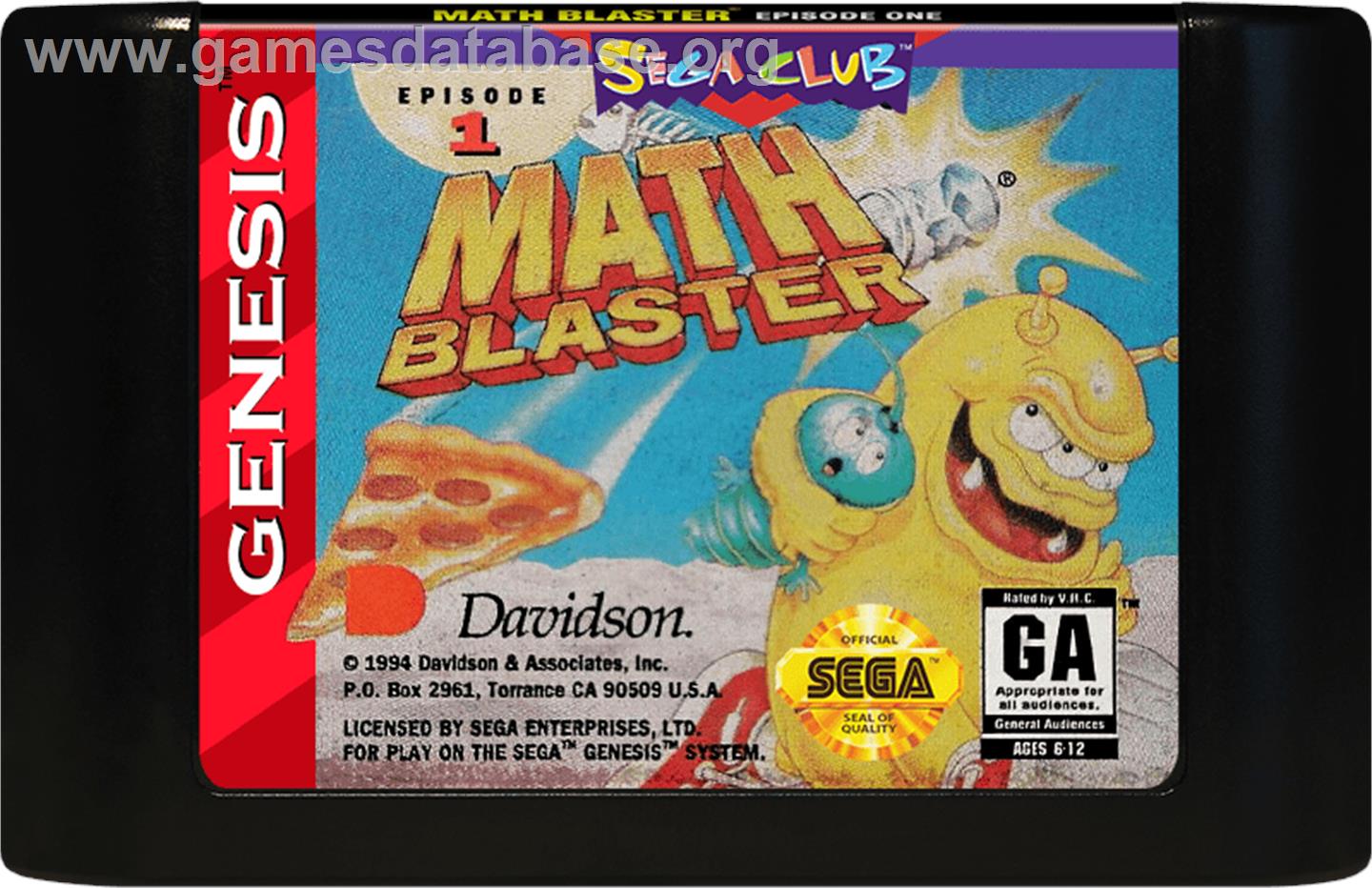 Math Blaster Episode 1 - In Search Of Spot - Sega Genesis - Artwork - Cartridge